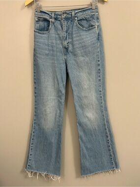 Levi's 70’s High Flare Size 27 Light Blue Flare Jeans with Raw Hem Premium